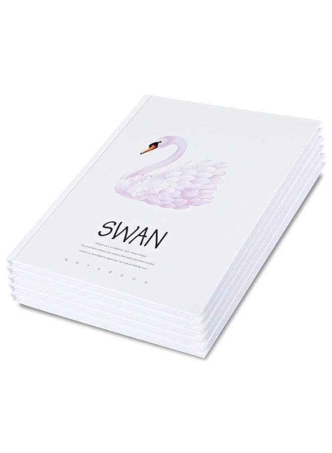 FIS® Hard Cover Notebook, Size 10"X8" Inches(254x203.2mm), 96 Sheets, 192 Pages, Single Line Ruling, White Paper, Packet of 5 Pieces, Swan Cover Design 1-FSNBHC1896-SWA1 - Image 1